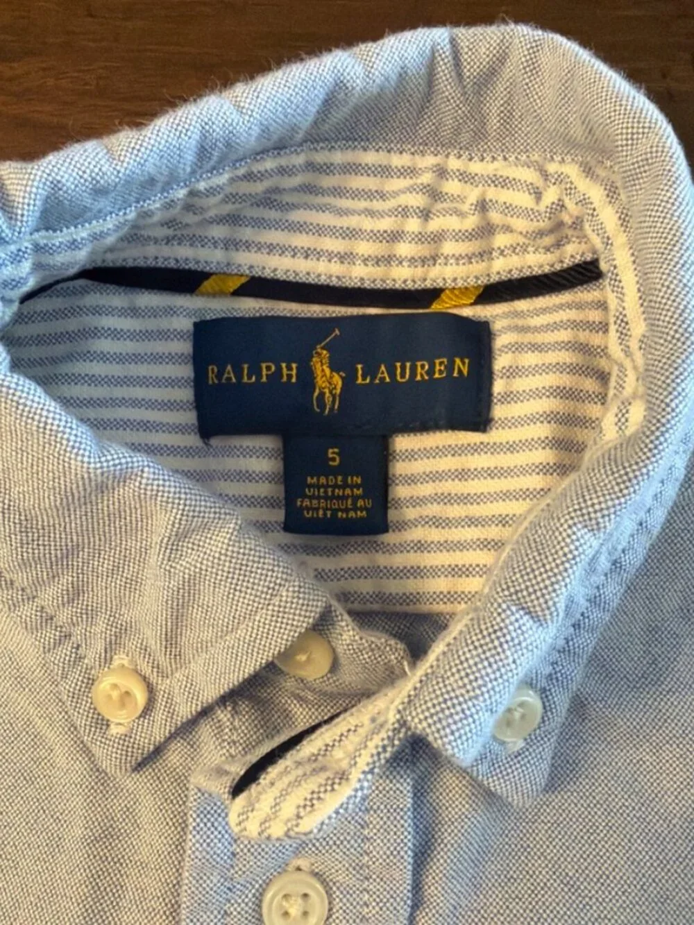 RALPH LAUREN Boys Big Pony Oxford Shirt Size 5 Blue Chambray Preppy